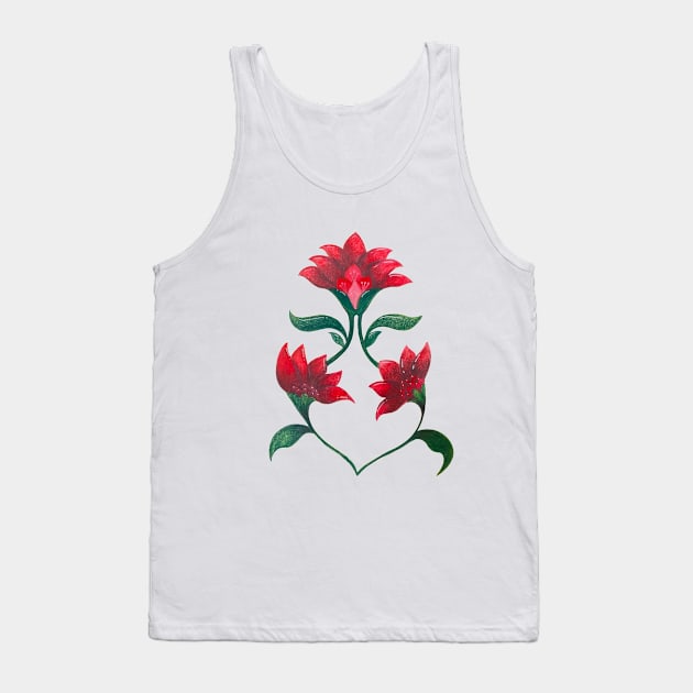 Hand drawn red floral motif Tank Top by stupidpotato1